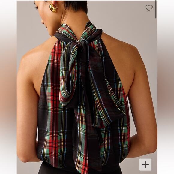 J. Crew tartan chiffon blend necktie Halter - Picture 3 of 11